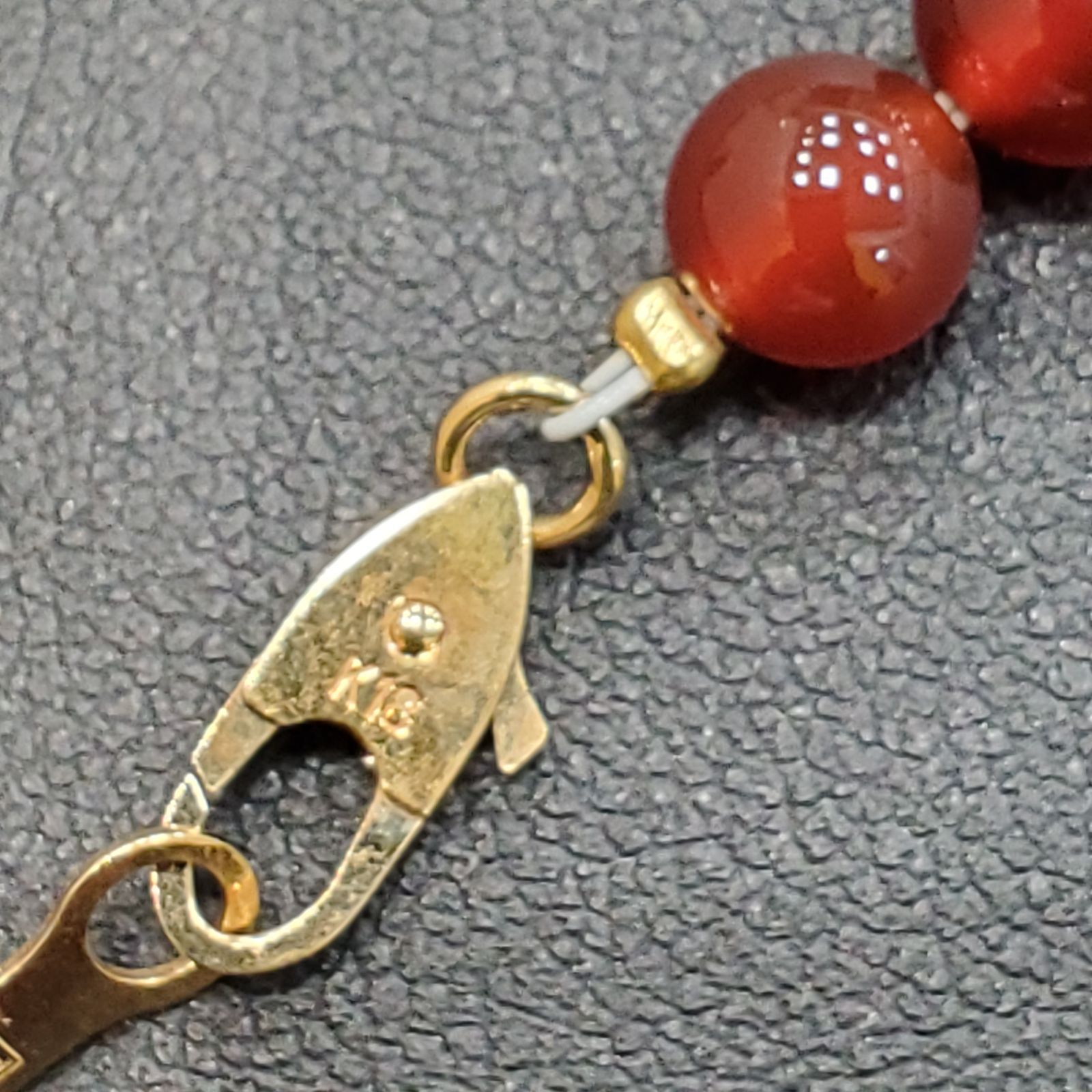 EL6】レッドアゲート 赤瑪瑙 メノウ 一連 ネックレス 金具K18 冠婚葬祭