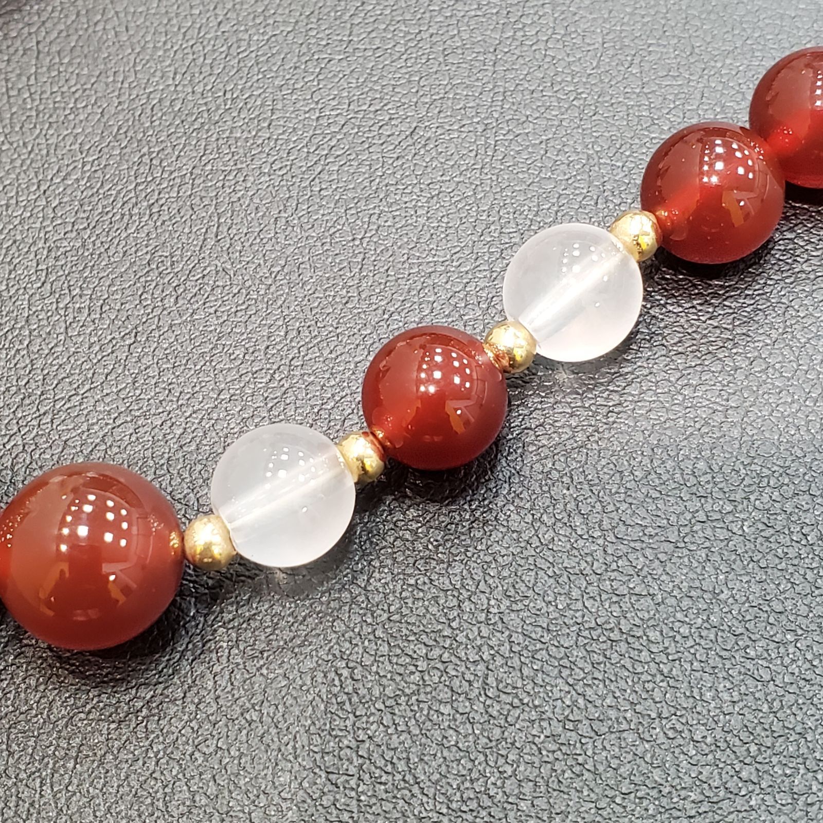 EL6】レッドアゲート 赤瑪瑙 メノウ 一連 ネックレス 金具K18 冠婚葬祭