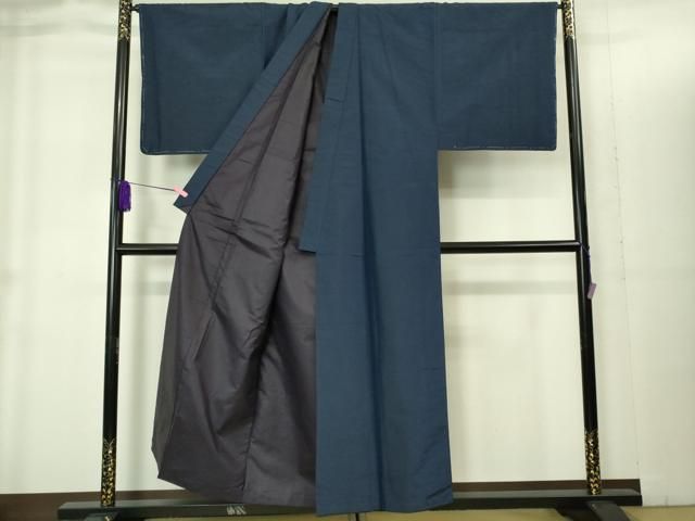 平和屋着物■極上　男性　紬　アンサンブル　キングサイズ　長羽織　色無地　濃い青褐色　逸品　未使用　DZAB1897kh6 平和屋着物□極上 男性 紬 アンサンブル キングサイズ 長羽織 色無地