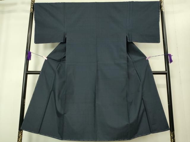 平和屋着物●男性　紬　アンサンブル　濃藍色　キングサイズ　正絹　逸品　CABA1409gh 平和屋着物○極上 男性 紬 アンサンブル 色無地 濃い藍鉄色 逸品 未