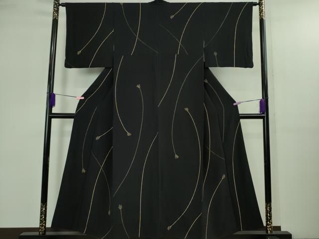 平和屋着物○極上 越後染印傳 根津青宗 日本産本漆 小紋 紐文 みすくに