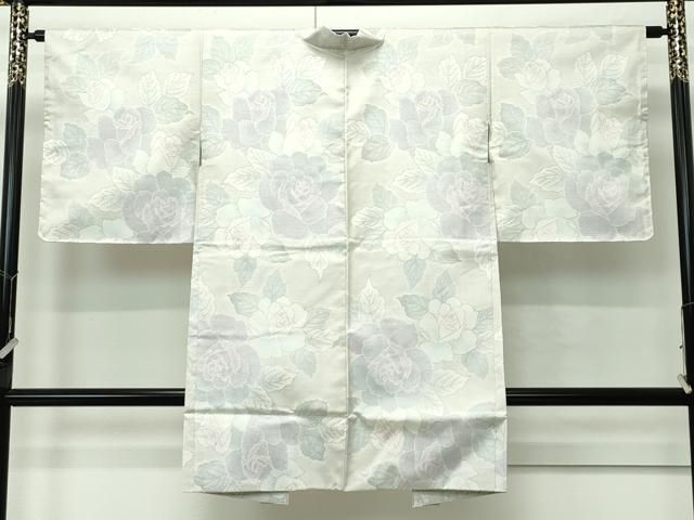 平和屋着物○極上 本場大島紬 白大島 アンサンブル 薔薇 逸品 未使用