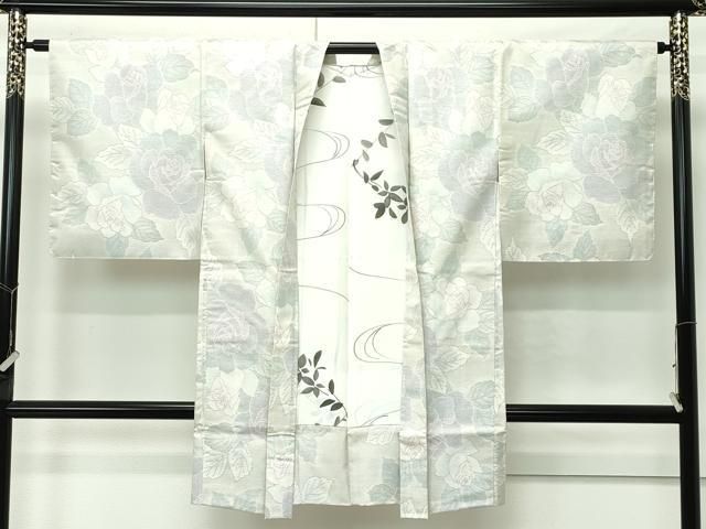 平和屋着物○極上 本場大島紬 白大島 アンサンブル 薔薇 逸品 未使用