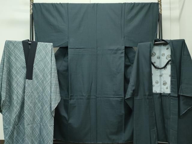 平和屋着物○極上 男性 紬 アンサンブル・長襦袢セット 120亀甲 高島屋