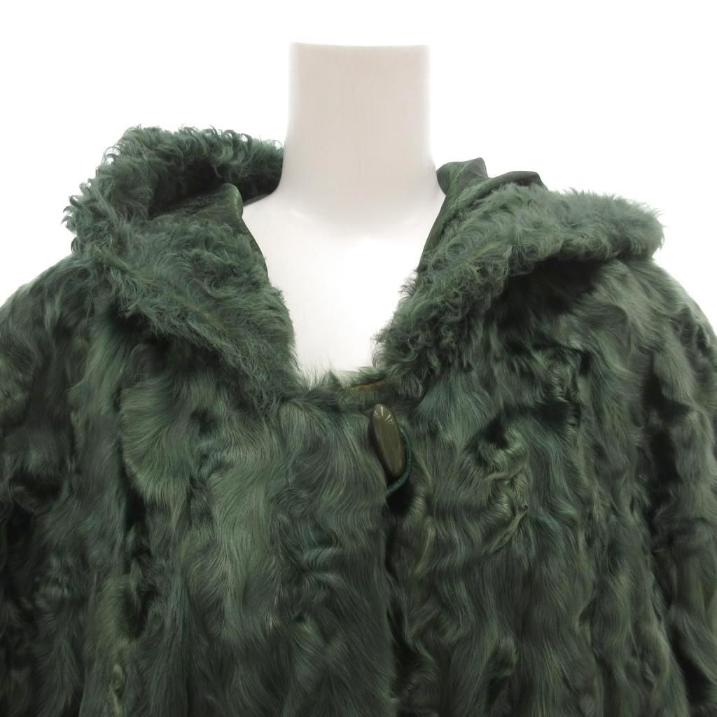 エンバ EMBA カラーファーコート ひざ丈 フード 緑 グリーン /FF