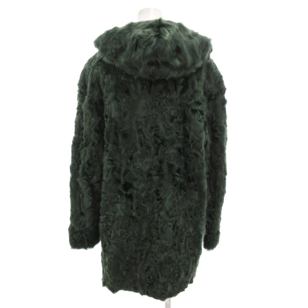 EMBA ダークグリーン ファーコートエンバ シェアードミンク 毛皮 濃緑 エンバ EMBA カラーファーコート ひざ丈 フード 緑 グリーン /FF