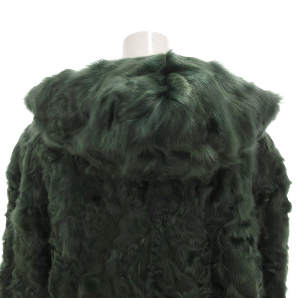 エンバ EMBA カラーファーコート ひざ丈 フード 緑 グリーン /FF