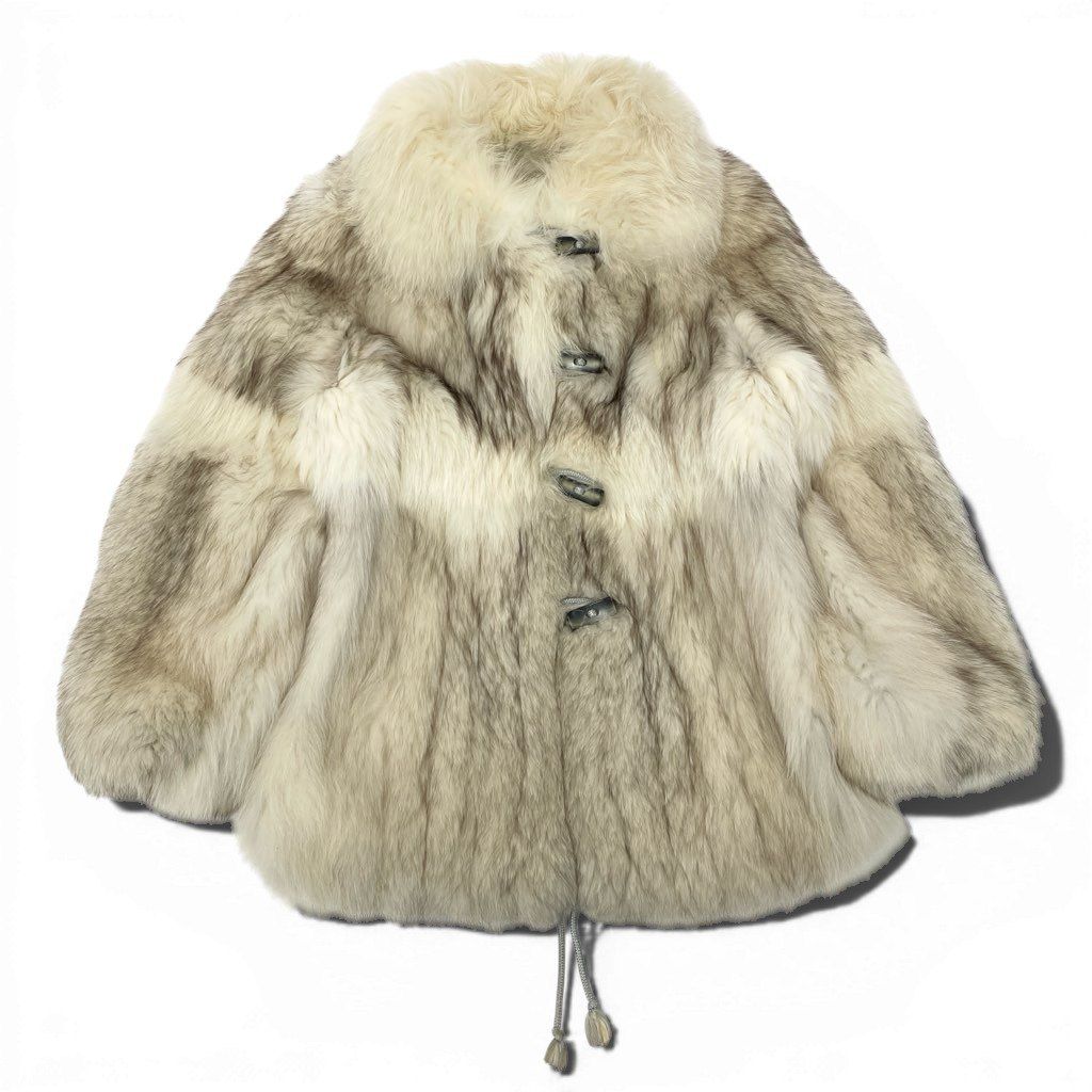 1l27 ブルーフォックス 極厚 コート サイズF ホワイト 本毛皮 FOX FUR