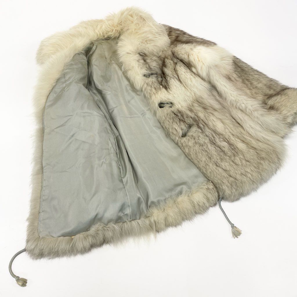 1l27 ブルーフォックス 極厚 コート サイズF ホワイト 本毛皮 FOX FUR