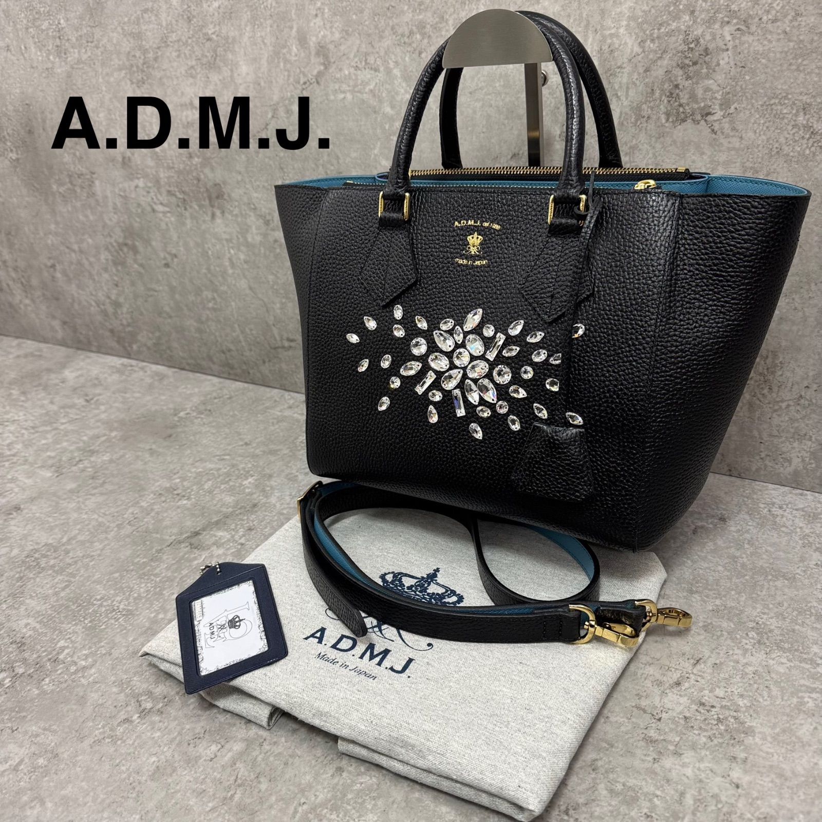 未使用】A.D.M.J. ADMJ ビジュー スワロフスキー クリスタル レザー 