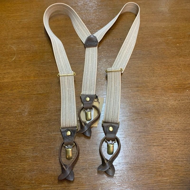 アートブラウン　クロムエクセルレザー　サスペンダー　杢アイボリー　チョコ 新品 アートブラウン ホーウィン社 クロムエクセルレザー チョコ使用