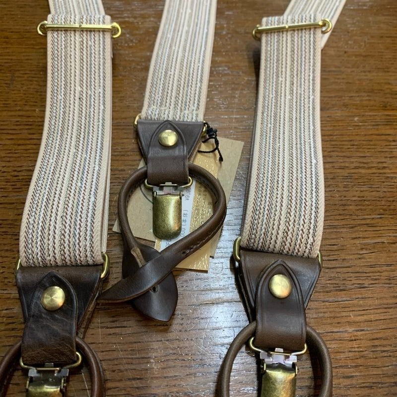 アートブラウン　クロムエクセルレザー　サスペンダー　杢アイボリー　チョコ 新品 アートブラウン ホーウィン社 クロムエクセルレザー チョコ使用