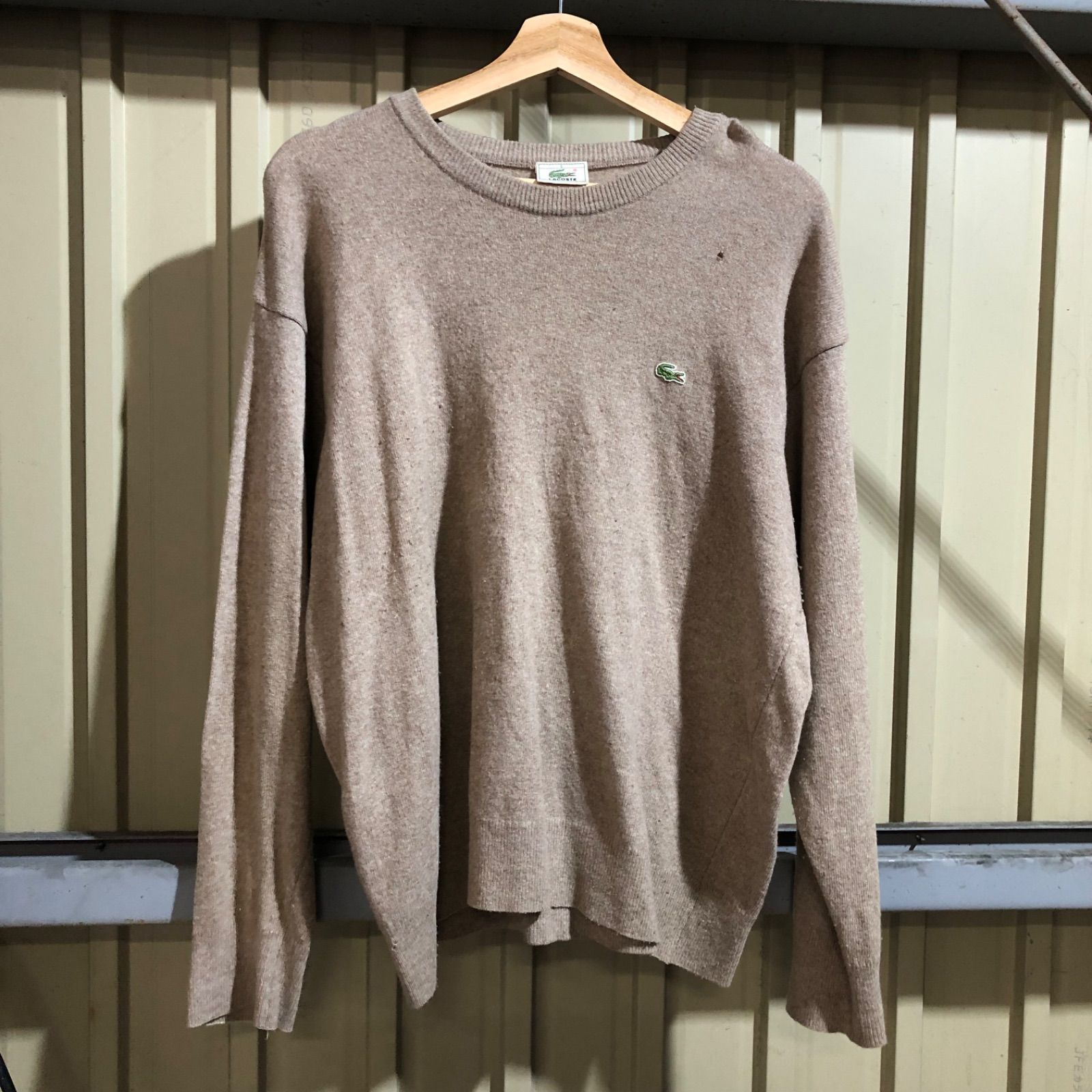 1298 LACOSTE セーター ベージュ size5 L相当 ラコステ ニット ウール 