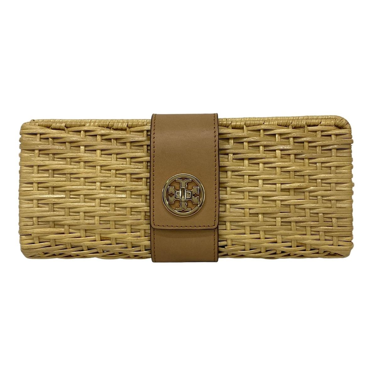 TORY BURCH(トリーバーチ) クラッチバッグ - ベージュ×ブラウン レザー 