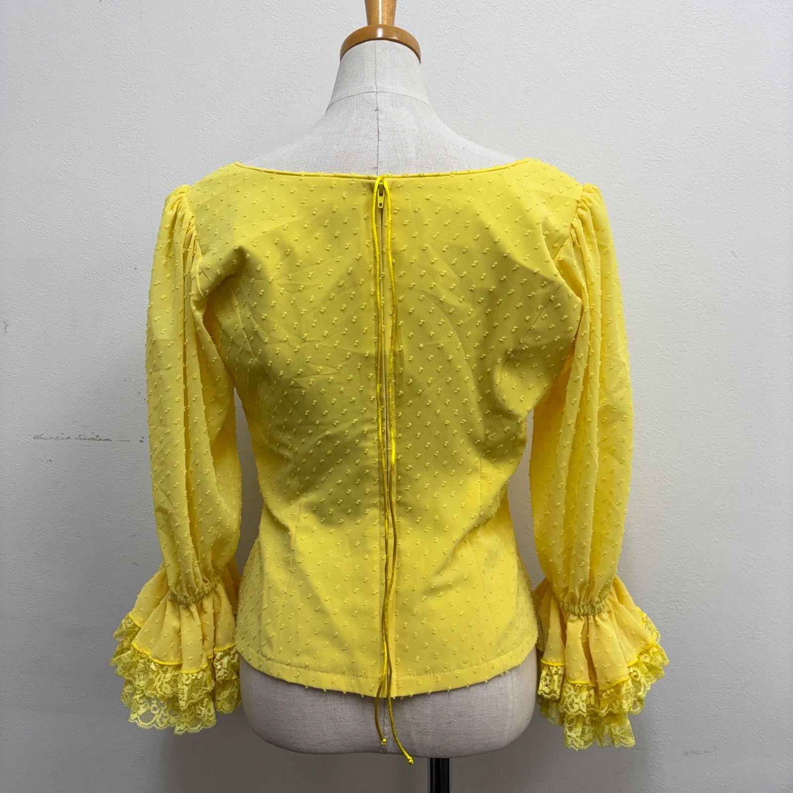 【ソニアジョーンズ】フラメンコツーピース　黄色 ソニアジョーンズ】フラメンコ衣装 トップス 黄色 フリル 七分袖
