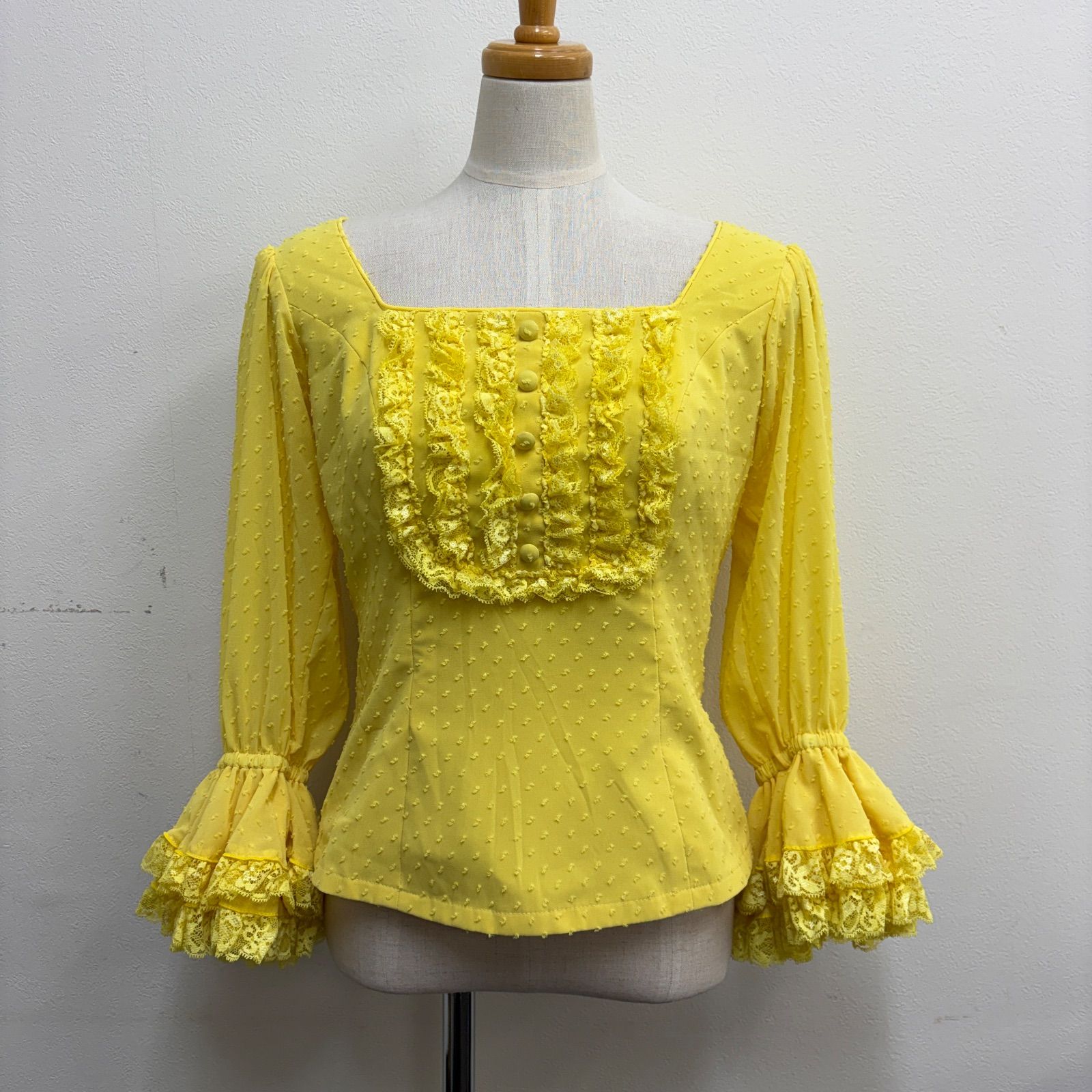 ソニアジョーンズ】フラメンコ衣装 トップス 黄色 フリル 七分袖