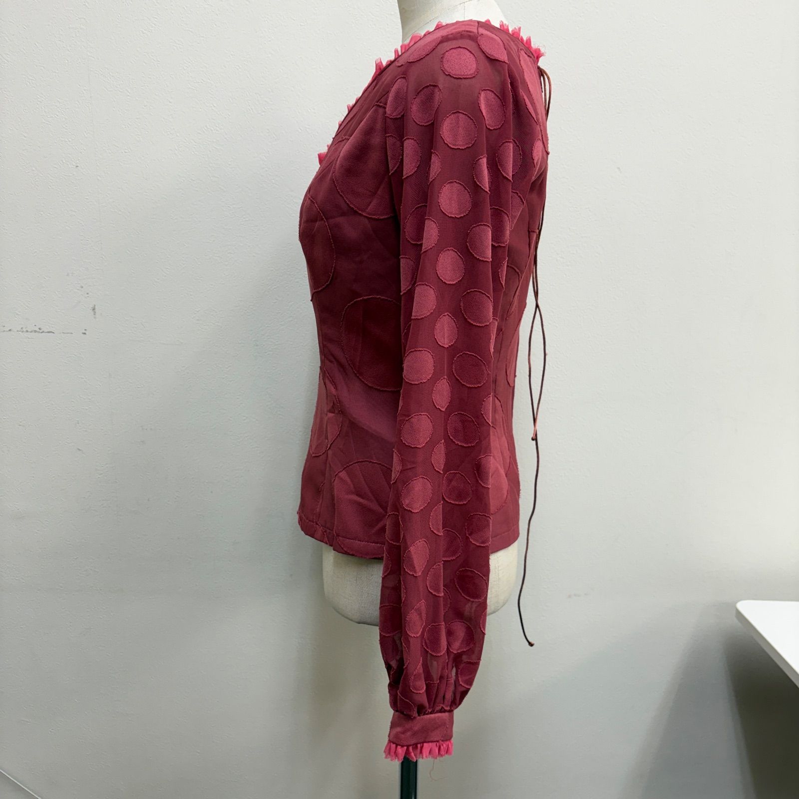 ソニアジョーンズ】フラメンコ衣装 トップス ワインレッド ドット 長袖