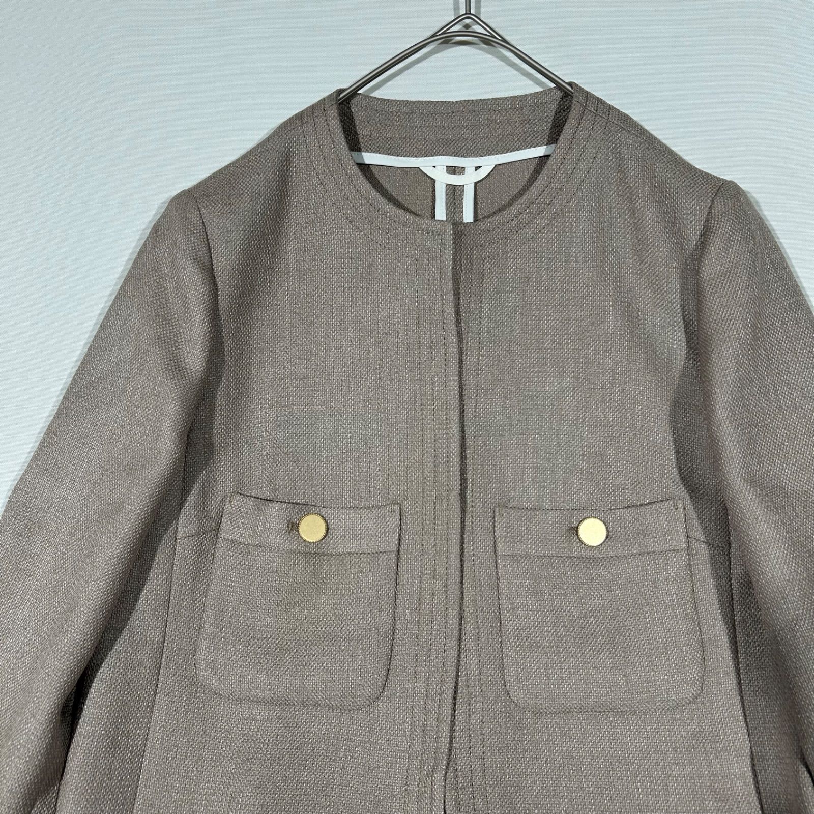 アナイ ANAYI 2022年モデル 金ボタン バスケットステッチ ノーカラー