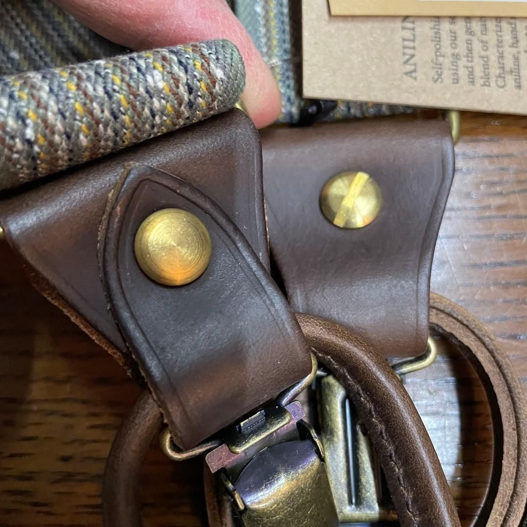 新品 アートブラウン ホーウィン クロムエクセルレザー サスペンダー