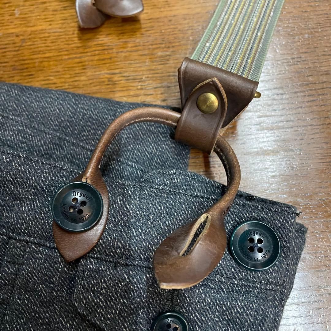 アートブラウン社　クロムエクセルレザー使用　ヘリンボーン黒　サスペンダー アートブラウン社 クロムエクセルレザー使用 ヘリンボーン黒