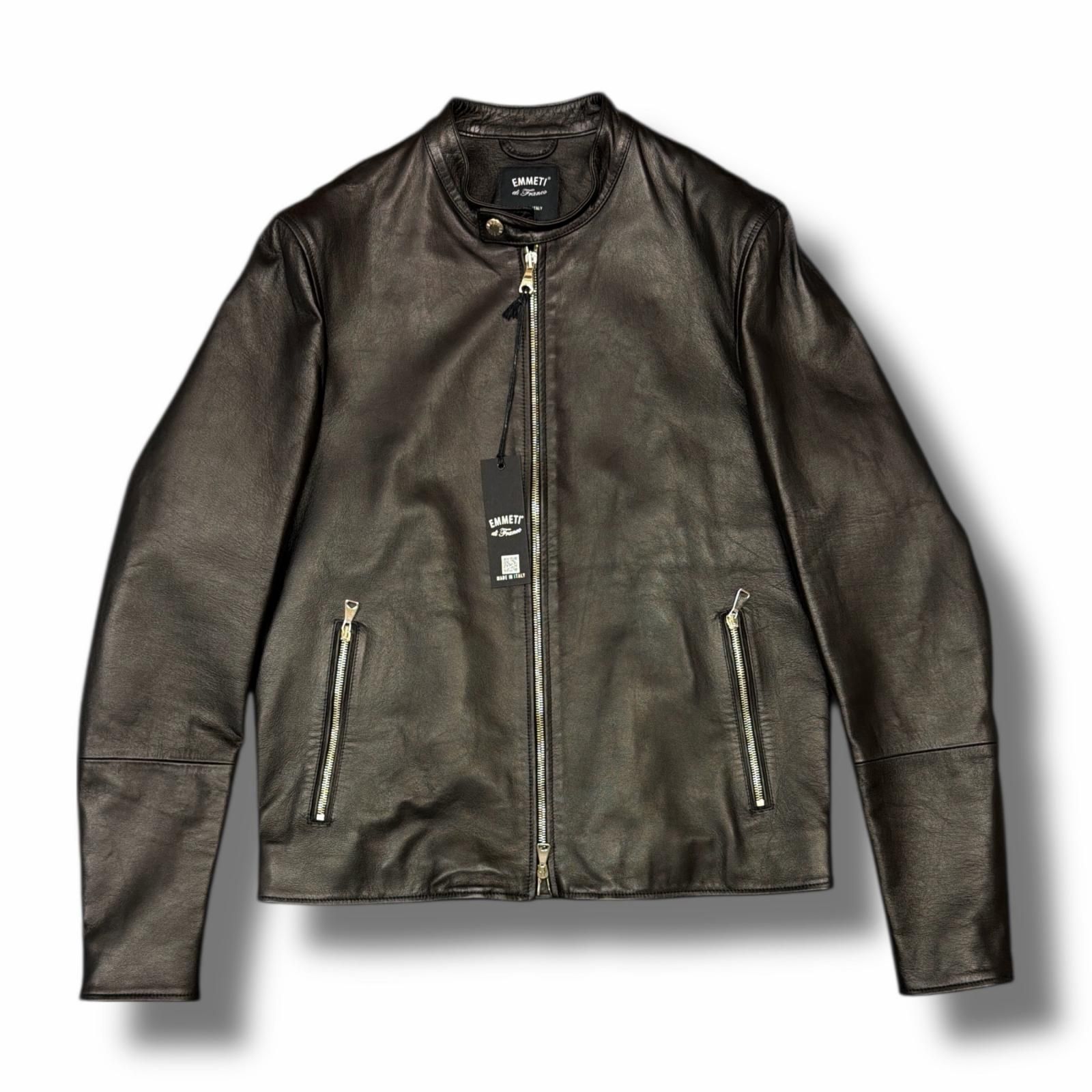 未使用 EMMETI KELSO Lamb Nappa Silk 0.7mm レザージャケット ケルソ