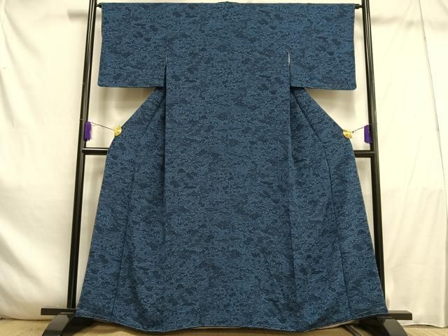 平和屋着物○上質な小紋 夜桜 ほたる暈し 黒地 鬼しぼ縮緬 正絹