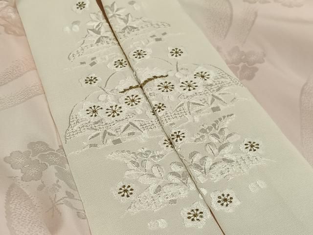 平和屋着物□振袖用長襦袢 無双仕立て 御所車花地紋 暈し染め 半衿刺繍