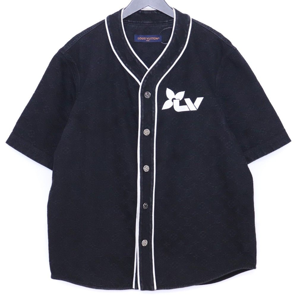 LOUIS VUITTON モノグラムデニムベースボールシャツ Lサイズ ブラック