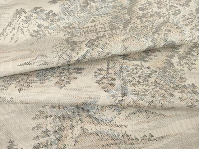 平和屋着物●本場大島紬　白大島　カタス9マルキ　風景文　正絹　逸品　AABF1793ck 平和屋着物○本場大島紬 白大島 カタス9マルキ 風景文 正絹 逸品