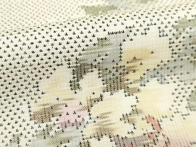 平和屋着物○本場大島紬 白大島 カタス7マルキ 草花文 正絹 逸品