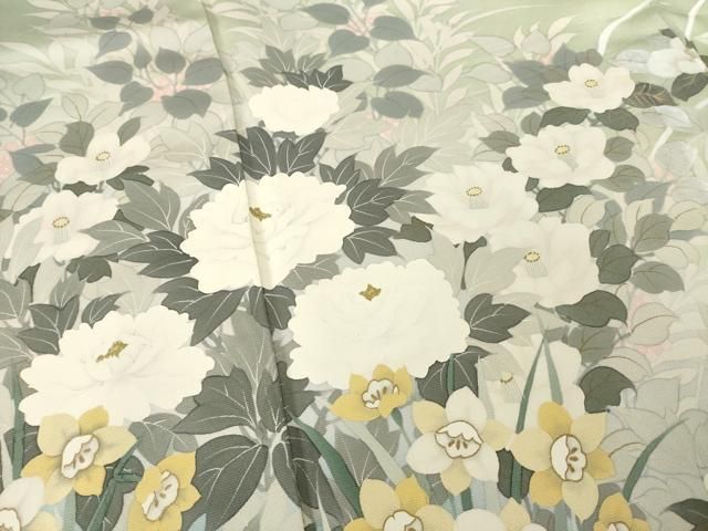 平和屋着物○染織工芸はまや 京都手描友禅作家 濱屋修一郎 訪問着 草花