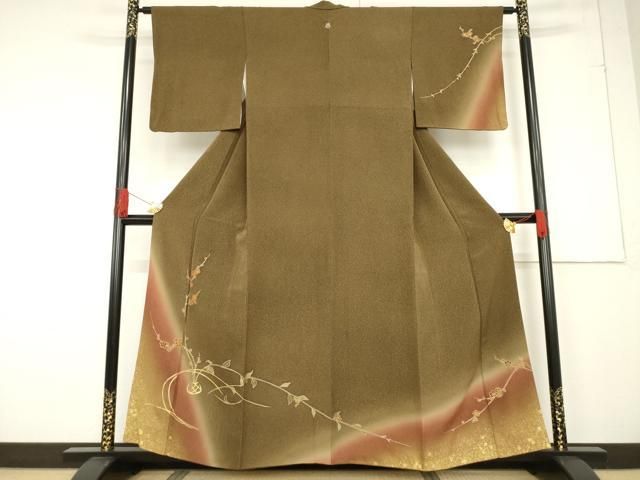 平和屋着物●訪問着　駒刺繍　飾花文　暈し染め　金彩　正絹　逸品　AABF1815ck 平和屋着物○訪問着 駒刺繍 飾花文 暈し染め 金彩 正絹 逸品