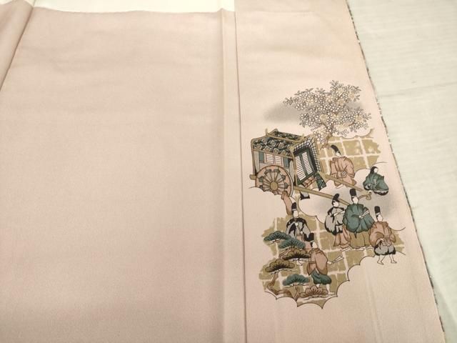 平和屋着物●本場大島紬　染大島　訪問着　人物風景文　金彩　正絹　逸品　AABF1831ck 平和屋着物○本場大島紬 染大島 訪問着 人物風景文 金彩 正絹 逸品