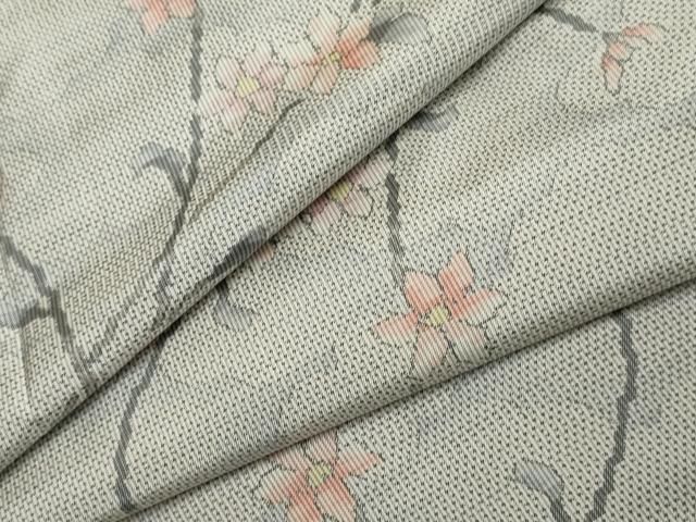 平和屋着物○本場大島紬 白大島 総絣 枝花文 正絹 逸品 未使用 平和屋
