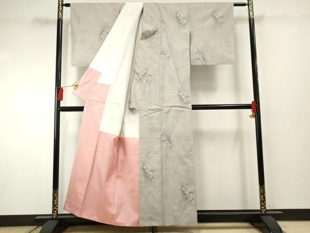 平和屋着物○本場大島紬 白大島 総絣 草花文 正絹 逸品 AABF2935cs