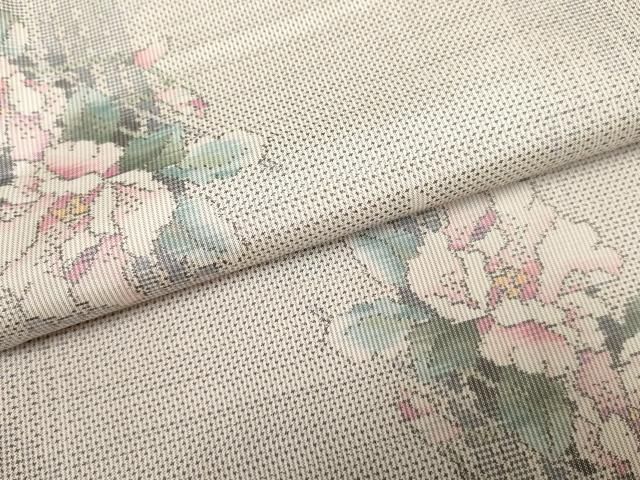 平和屋着物○本場大島紬 白大島 総絣 草花文 正絹 逸品 AABF2935cs