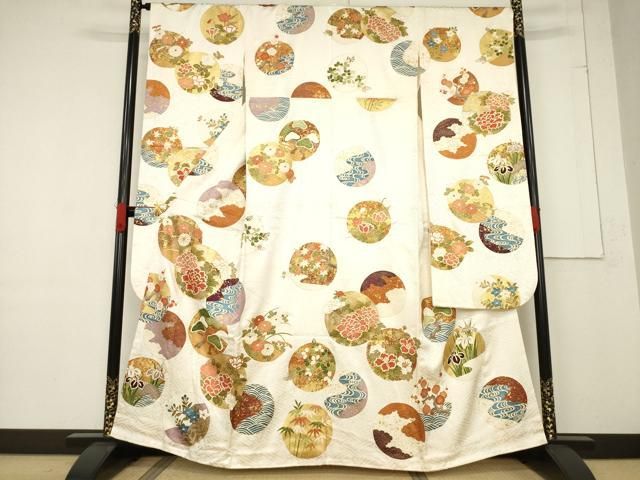 平和屋着物○十日町老舗ブランド 吉澤友禅 吾妻徳穂 振袖 駒刺繍 花