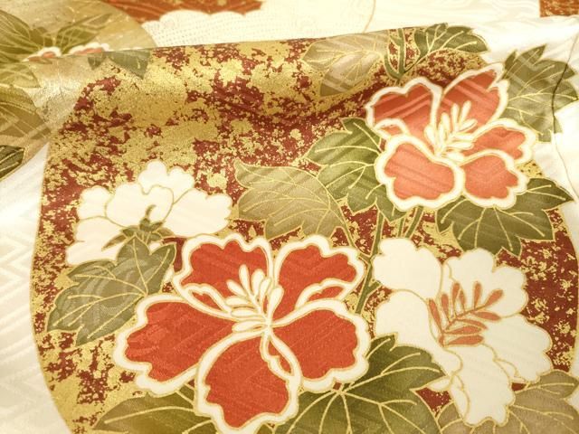 平和屋着物○十日町老舗ブランド 吉澤友禅 吾妻徳穂 振袖 駒刺繍 花