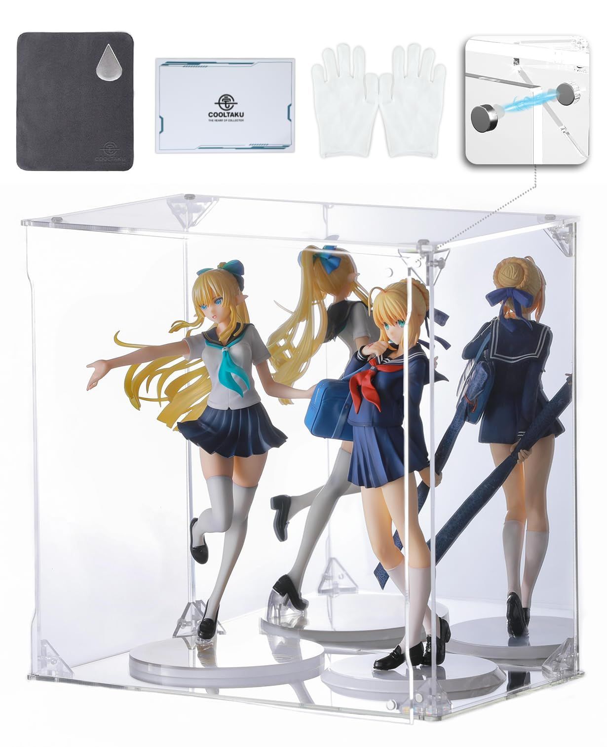 COOLTAKU フィギュアケース アクリル UVカット 台座ミラー 背面ミラー 