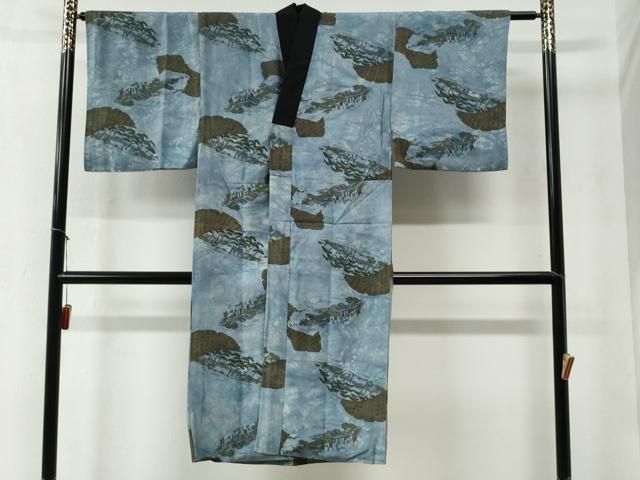 平和屋着物●男性　本場大島紬　アンサンブル　長襦袢セット　格子　正絹　逸品　AABA9788ck 平和屋着物○男性 本場大島紬 アンサンブル・長襦袢セット 吉祥文 正絹