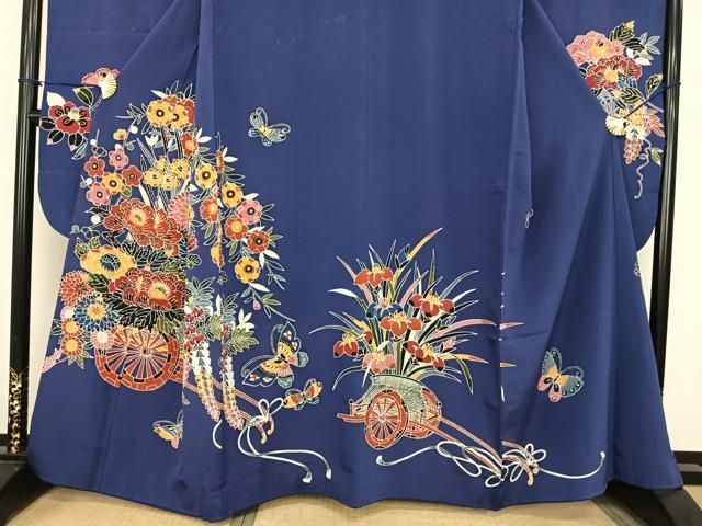 平和屋着物●豪華振袖　深緋色　正絹　逸品　AABE1775fy 平和屋着物○豪華振袖 深緋色 正絹 逸品 AABE1775fy 花美人着物□豪華