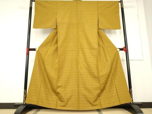 平和屋着物●本場黄八丈　綾織　格子　正絹　逸品　AABD4776ph 平和屋着物○本場黄八丈 綾織 格子 正絹 逸品 AABD4776ph 逸品 本場黄八丈