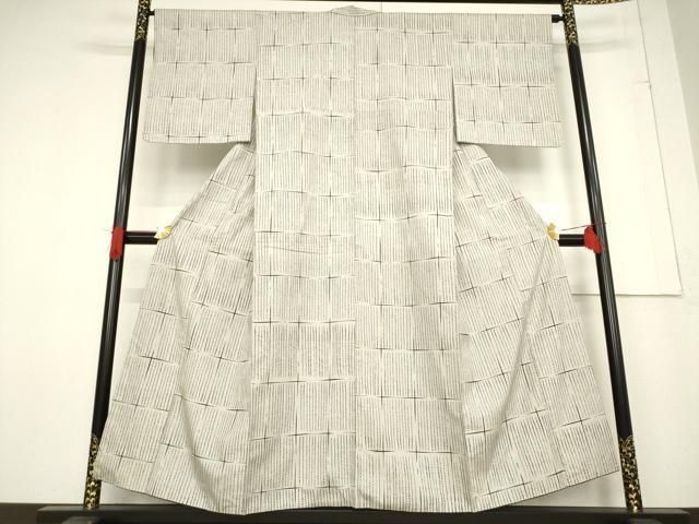 平和屋着物●上質な小紋　紬　格子　正絹　逸品　AABF1364ck 平和屋着物○上質な小紋 紬 格子 正絹 逸品 AABF1364ck 【公式通販】