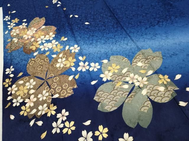 平和屋着物○訪問着 舞花文 暈し染め 金彩 鈴乃屋扱い 正絹 逸品
