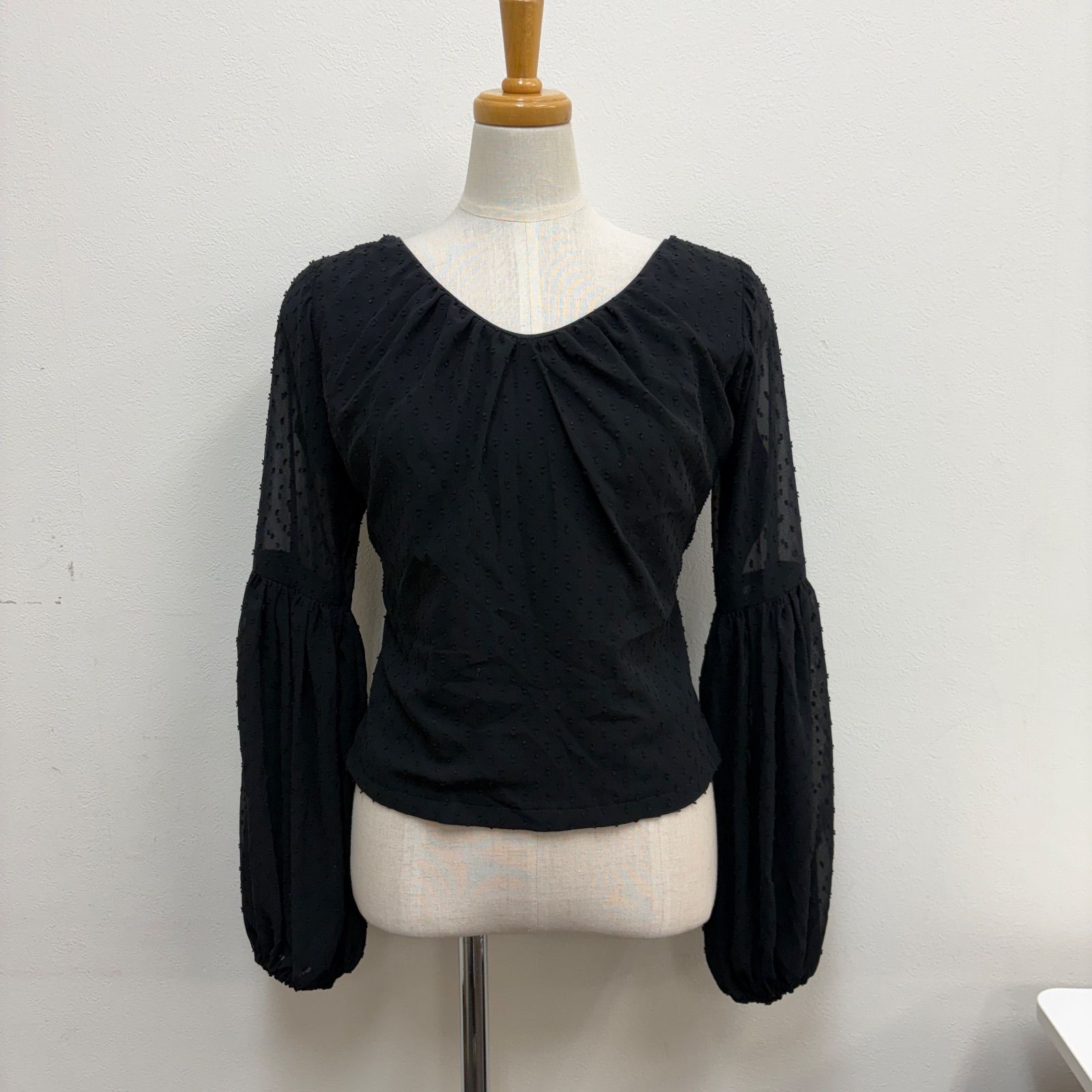 ソニアジョーンズ フラメンコ衣装 トップス 黒 ブラック ドット 長袖