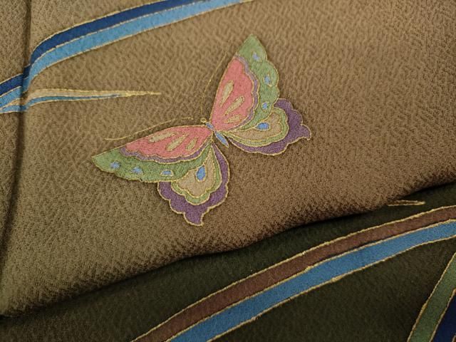 平和屋着物○染色作家 斉藤三才 訪問着 舞蝶文 暈し染め 金彩 正絹