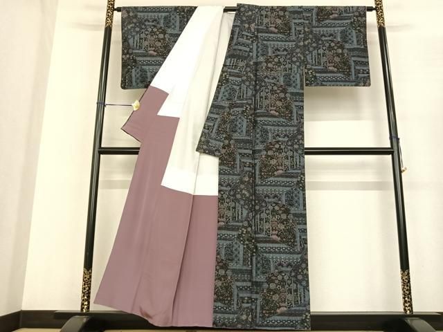 平和屋着物○上質な紬 色無地 肥後煤竹色 正絹 逸品 AABD6232cs 平和