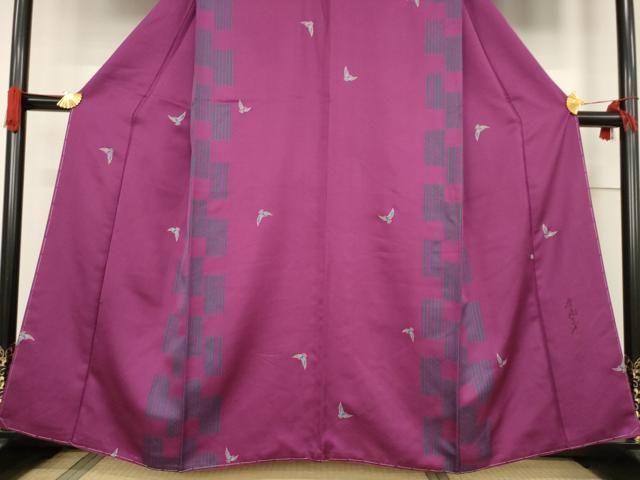 平和屋着物○染色作家 斉藤三才 小紋 飛鳥文 金彩 正絹 逸品 未使用