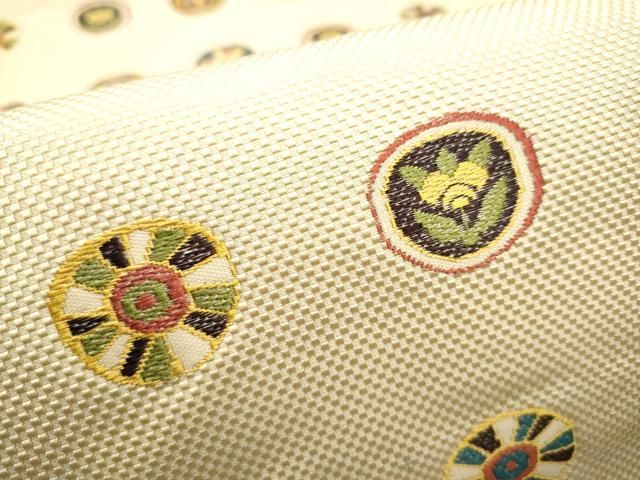 平和屋着物●本場筑前博多織　八寸名古屋帯　花丸文　正絹　逸品　CABB9362hy 平和屋着物○本場筑前博多織 八寸名古屋帯 花丸文 正絹 逸品