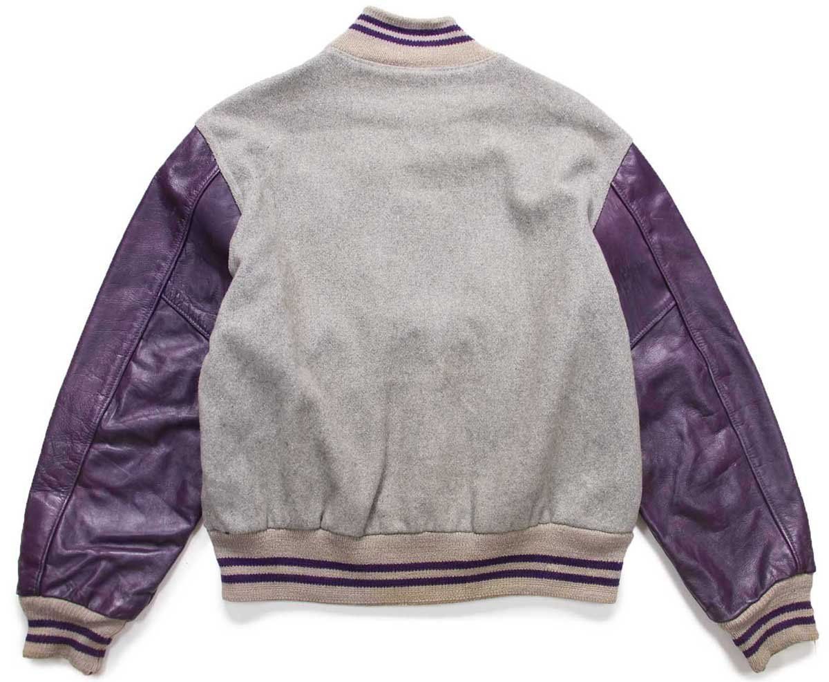 60s UNKNOWN レタードパッチ付き メルトン ウール 袖革スタジャン